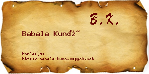Babala Kunó névjegykártya